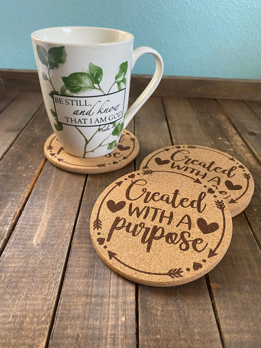 Set of 4 Drink Coasters- Created with a Purpose