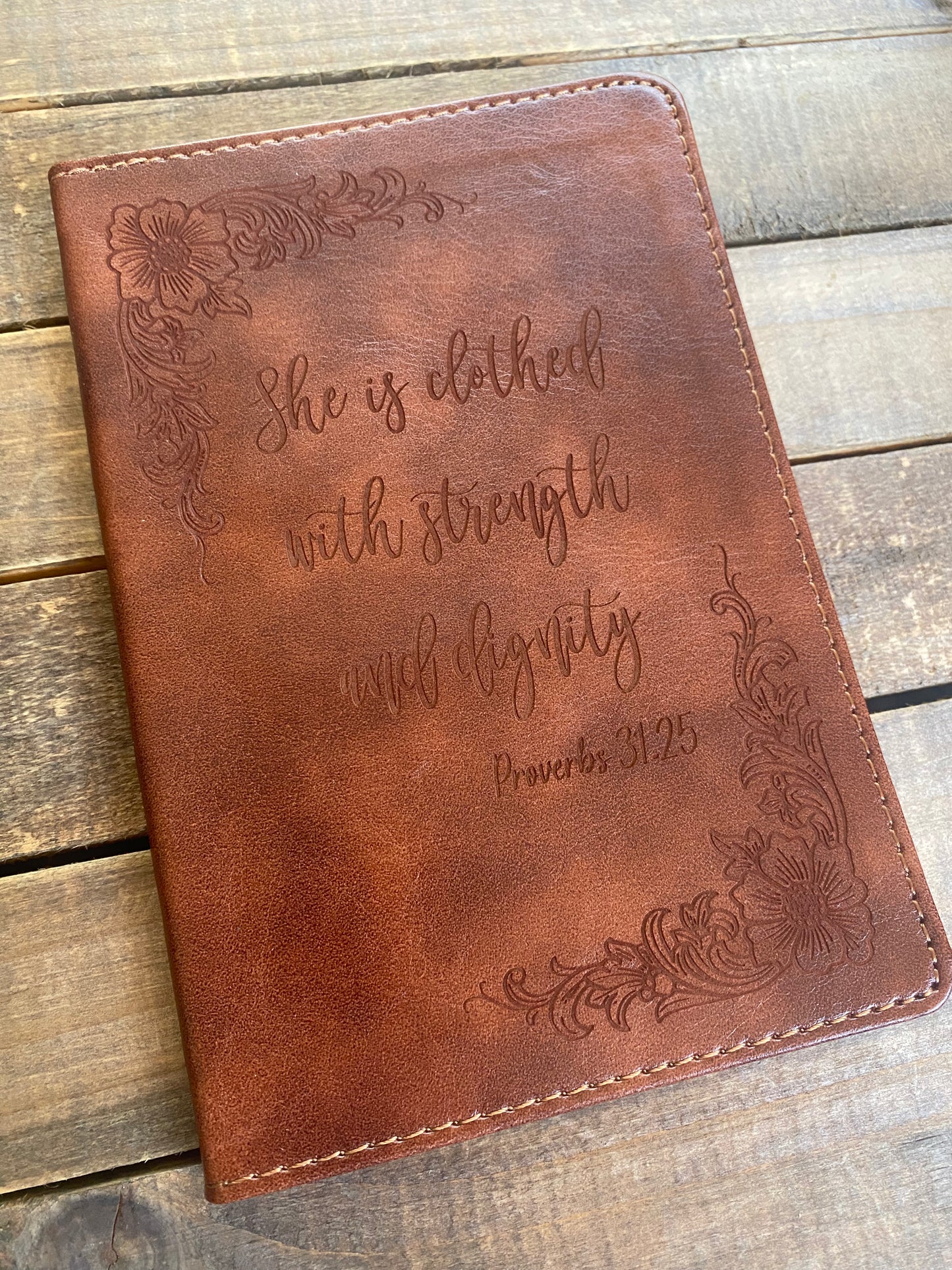 Strength and Dignity Proverbs 31:25 Engraved Bible