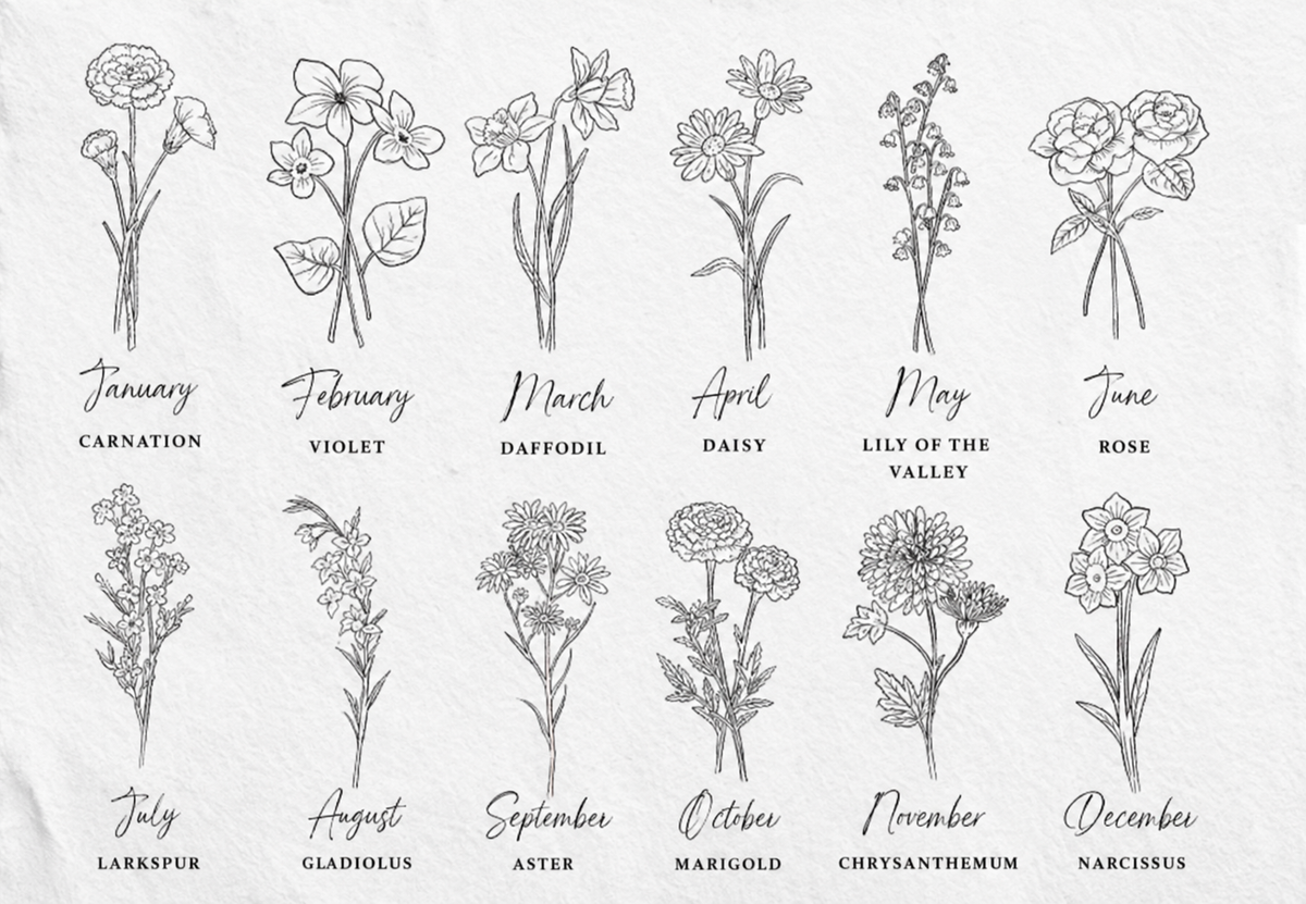 Birth Month Flower Engraved Bible
