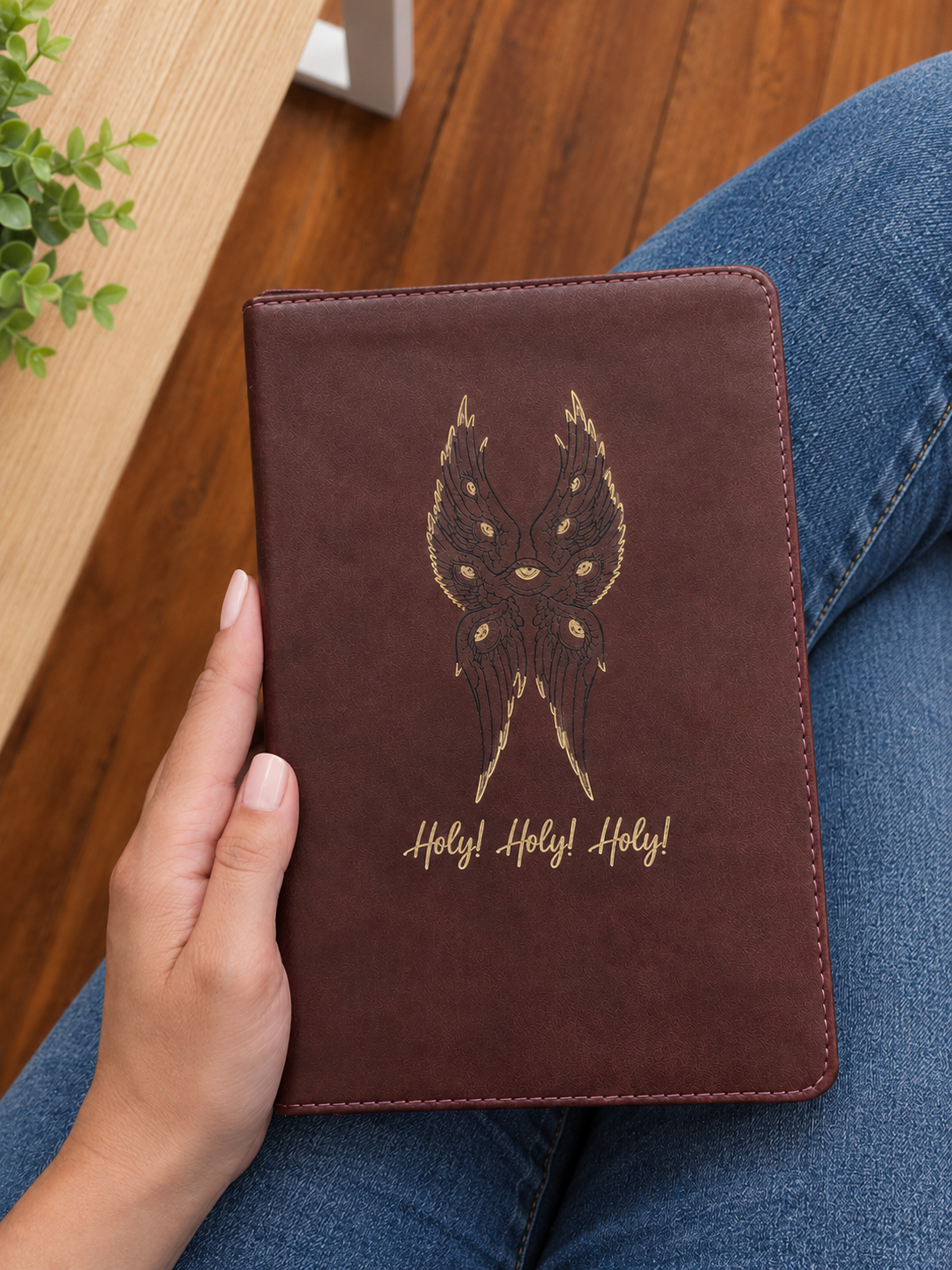 Biblically Accurate Angel Engraved Bible with Gold Inlay